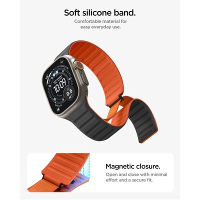 7. Pasek Spigen Athlex Air M na Apple Watch 44 / 45 / 46 / 49 mm - czarno-pomarańczowy
