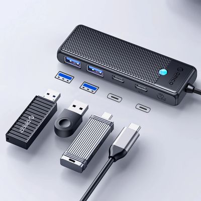 3. Hub USB-C Orico PAPW2AC-C3 stacja dokująca 2x USB-A 3.0 + 2x USB-C 3.0 - czarny