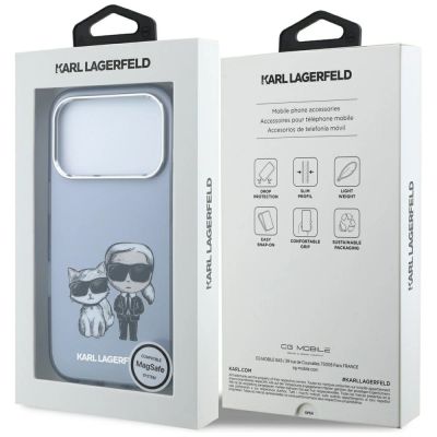 8. Etui Karl Lagerfeld IML Karl&Choupette Bodies Sketch Print MagSafe na iPhone 17 Pro Max / 18 Pro Max - jasnoniebieskie