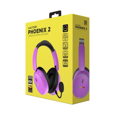 11. HATOR Phoenix 2 Wireless Zestaw słuchawkowy Przewodowy i Bezprzewodowy Opaska na głowę Gaming USB Type-C / USB Type-A Bluetooth Fioletowy