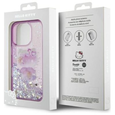 8. Etui Hello Kitty Liquid Glitter 50TH Anniversary Party na iPhone 16 Pro Max - fioletowe