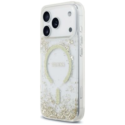 2. Etui Guess Resin Bottom Glitter MagSafe na iPhone 18 Pro / 17 Pro - złote