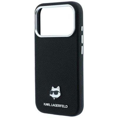 6. Etui Karl Lagerfeld Grained Choupette Head Metal MagSafe na iPhone 17 Pro / 18 Pro - czarne