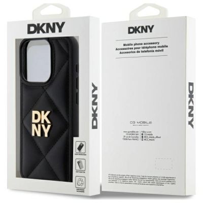 7. Etui DKNY Quilted Stack Logo na iPhone 15 Pro - czarne