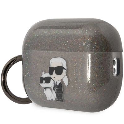 3. Etui Karl Lagerfeld Glitter Karl&Choupette na AirPods Pro 2 - czarne