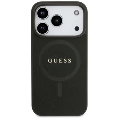 3. Etui Guess Saffiano Classic Logo MagSafe na iPhone 17 Pro - czarne