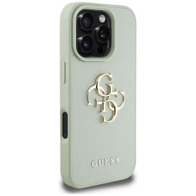 4. Etui Guess Grained Big 4G Logo Small Classic Logo na iPhone 16 Pro - zielone