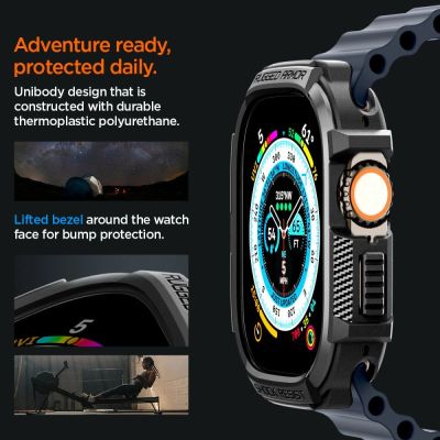 24. Etui Spigen Rugged Armor na Apple Watch Ultra (49 mm) - czarny mat
