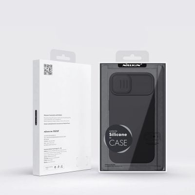 5. Nillkin CamShield Silky Silicone Case etui iPhone 14 Plus pokrowiec z osłoną na aparat niebieski