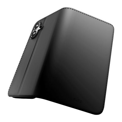 5. Etui Puro Wallet Stand na iPhone 17 z ekoskóry, z klapką, portfelem i funkcją podstawki - czarne
