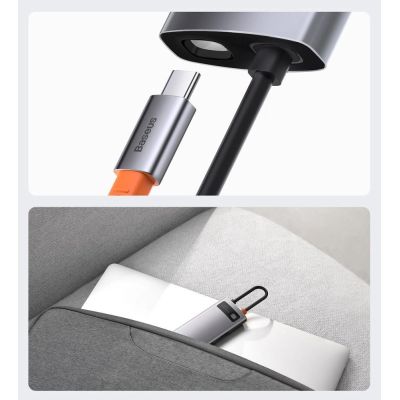 18. HUB Baseus Metal Gleam 6w1 USB-C - USB-C PD 100W 1x HDMI 4K 30Hz 3x USB-A 3.2 1x RJ45 - szary