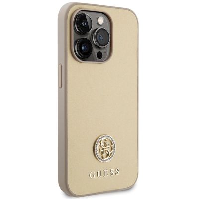 4. Etui Guess Strass Metal Logo do iPhone 15 Pro - złote