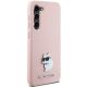 4. Etui Karl Lagerfeld Silicone Choupette Metal Pin na Samsung Galaxy S23+ - różowe
