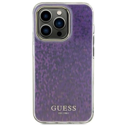 3. Etui Guess IML Faceted Mirror Disco Iridescent do iPhone 15 Pro - różowe