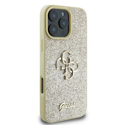 4. Etui Guess Fixed Glitter Big 4G na iPhone 16 Pro - złote