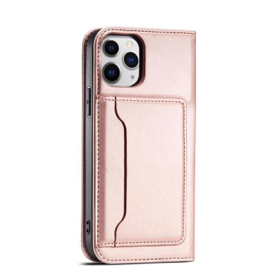 4. Magnet Card Case etui do iPhone 12 Pro pokrowiec portfel na karty kartę podstawka różowy