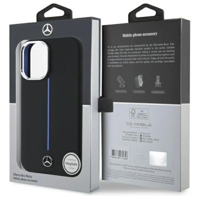 8. Etui Mercedes Silicone Blue Stripe MagSafe na iPhone 16 - czarne