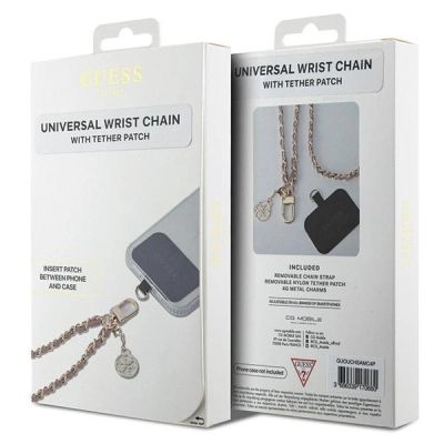 2. Pasek Guess Saffiano Chain 4G Charm - różowy