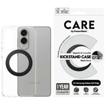 Etui CARE by PanzerGlass Feature Black Kickstand & QI na Samsung Galaxy S25 Edge - przezroczyste