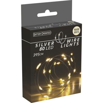 24. LAMPKI DRUCIKI NA BATERIE GIRLANDA 80 LED CIEPŁY BIAŁY