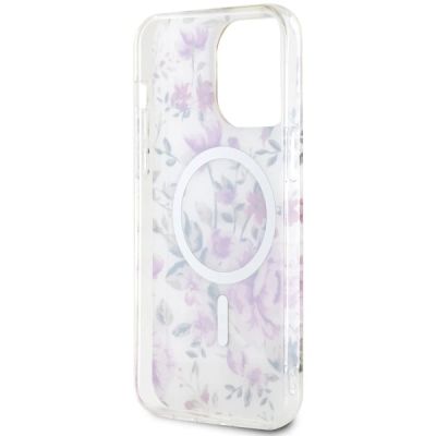 12. Etui Guess Flower MagSafe na iPhone 14 Pro - przezroczyste
