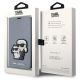 7. Etui Karl Lagerfeld Saffiano Karl&Choupette na iPhone 14 Pro - srebrne