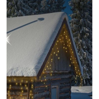 26. LAMPKI CHOINKOWE KURTYNA ŚWIETLNA ZEW 360 LED STEROWNIK TIMER CIEPŁY BIAŁY KABEL ZIELONY
