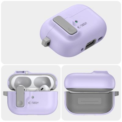 4. Etui Tech-Protect Slim Hook z karabińczykiem na Apple AirPods Pro 1 / 2 - fioletowe