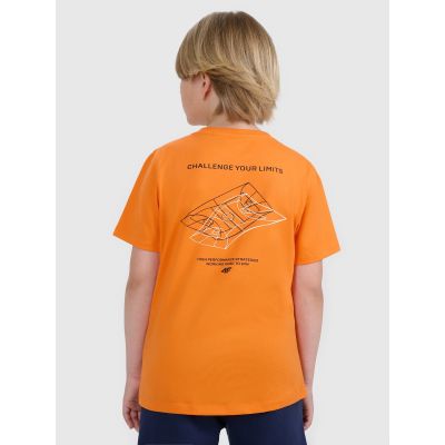 2. T-shirt regular z nadrukiem chłopięcy 4F 4FJWAW25TTSHM2415-70S