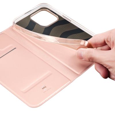 7. Etui do iPhone 15 Pro Max pokrowiec z klapką i portfelem Dux Ducis Skin Pro - różowe