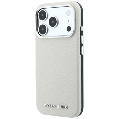 2. Etui Karl Lagerfeld Grained Elongated Logo MagSafe na iPhone 17 Pro Max / 18 Pro Max  - beżowe