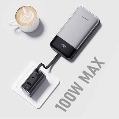 8. Powerbank Cuktech LPB252N 120 W 25000 mAh z wbudowanym kablem USB-C - szary