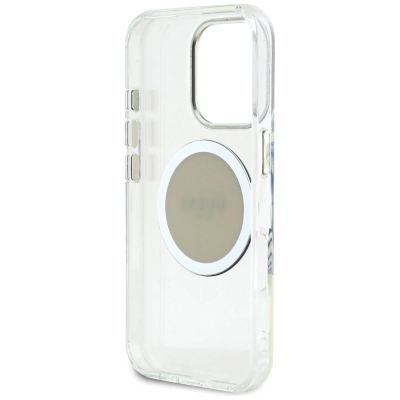 7. Etui Guess IML Metal Colored Circle Classic Logo MagSafe na iPhone 16 Pro - szare