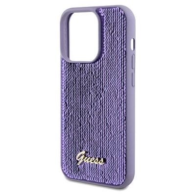 6. Etui Guess Sequin Script Metal na iPhone 13 Pro / 13 - fioletowe