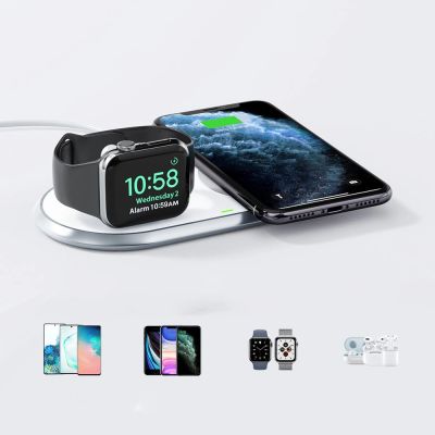 3. Choetech ładowarka bezprzewodowa Qi 2w1 do smartfonów / Apple Watch ze stojakiem (MFI) USB Typ C biały (T317)