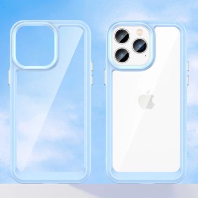 8. Outer Space Case etui iPhone 14 Pro Max sztywny pokrowiec z żelową ramką niebieski