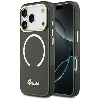 Etui Guess IML Script Metal MagSafe na iPhone 17 Pro Max - czarne