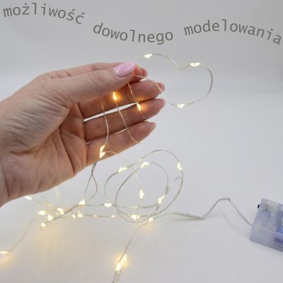 6. LAMPKI DRUCIKI NA BATERIE GIRLANDA 40 LED CIEPŁY BIAŁY (R)