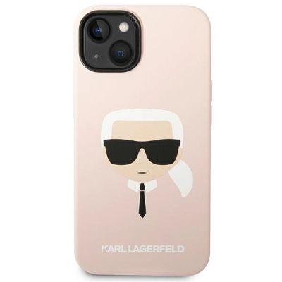 3. Etui Karl Lagerfeld Silicone Karl's Head MagSafe na iPhone 14 - jasnoróżowe
