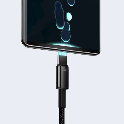 11. Baseus Tungsten Gold kabel USB-A - USB-C 480Mb/s 100W 1m czarny (CAWJ000001)