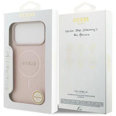8. Etui Guess Saffiano Classic Logo MagSafe na iPhone 18 Pro Max / iPhone 17 Pro Max - różowe