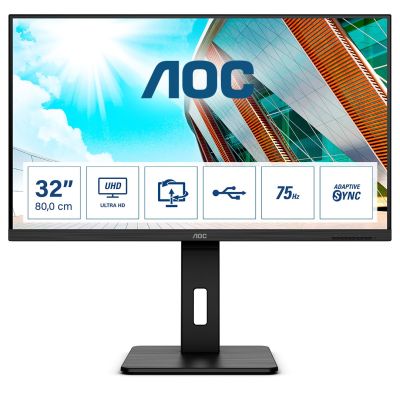 19. AOC P2 U32P2 monitor komputerowy 80 cm (31.5") 3840 x 2160 px 4K Ultra HD LED Czarny