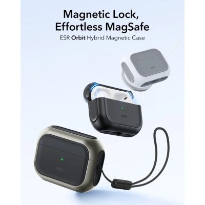 2. Etui ESR Orbit HaloLock MagSafe na AirPods Pro 3 - szaro-czarne