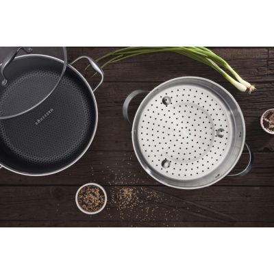 9. Garnek z powłoką DIAMOND Kohersen Black Cube z funkcją gotowania na parze (28 cm ; 8,3l)