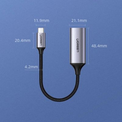 12. Ugreen przejściówka adapter USB Typ C - HDMI 2.0 4K@60 Hz Thunderbolt 3 do MacBook / PC szary (70444)