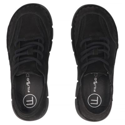 5. Skórzane półbuty damskie szerokie czarne Filippo DP8180/26