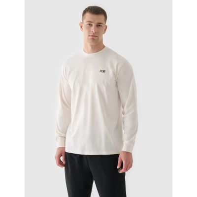 Longsleeve oversize z nadrukiem męski 4F 4FWAW24TLONM315-11S