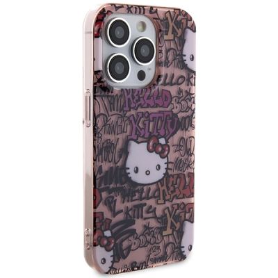 4. Etui Hello Kitty IML Tags Graffiti na iPhone 15 Pro - różowe