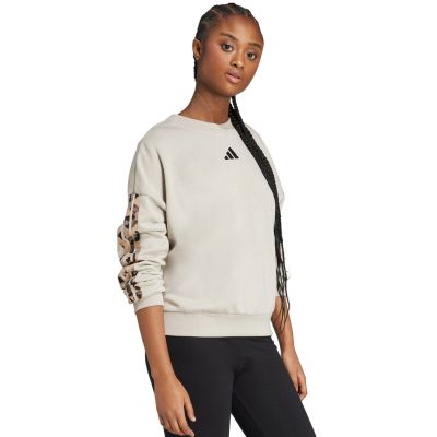 10. Bluza damska adidas Animal Print 3-Stripes French Terry Sweatshirt kremowa JM1836