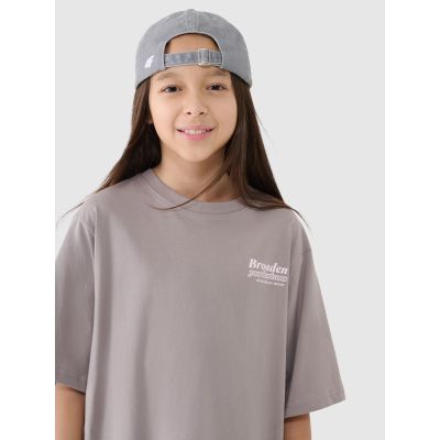 2. T-shirt dziewczęcy oversize z nadrukiem 4F 4FJRSS25TTSHF2586-83S